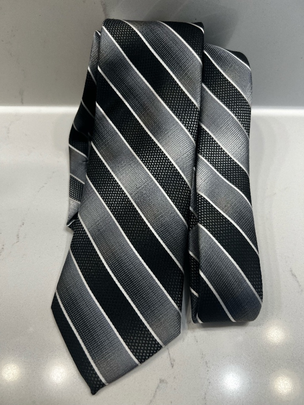 Men's Black and Silver Formal Tie by Pierre Cardin